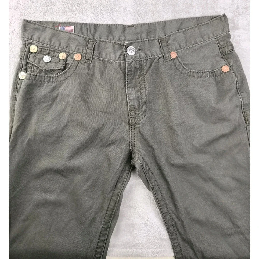 True Religion Johnny Super‎ T Jeans Olive Green Size 40 Y2K Flap Pocket
